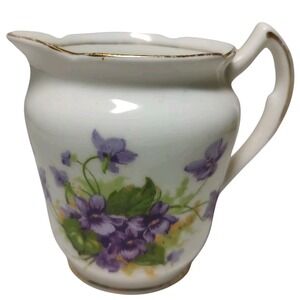 Vintage Spencer Stevenson Creamer Bone China Floral Viola Gold Trim Made England